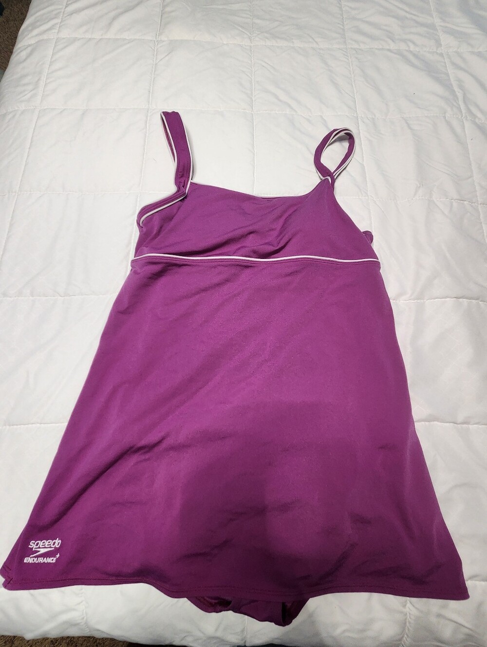 Speedo Purple Swimdress with White Piping
